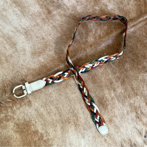 Vintage colorful braided leather belt - Picture 5 of 8